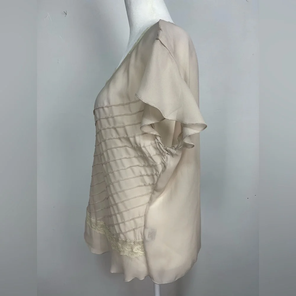 Jaipur sheer tan blouse women’s size M - Picture 9 of 14